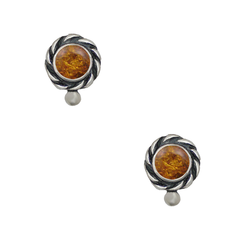 Sterling Silver Petite Amber Post Stud Earrings